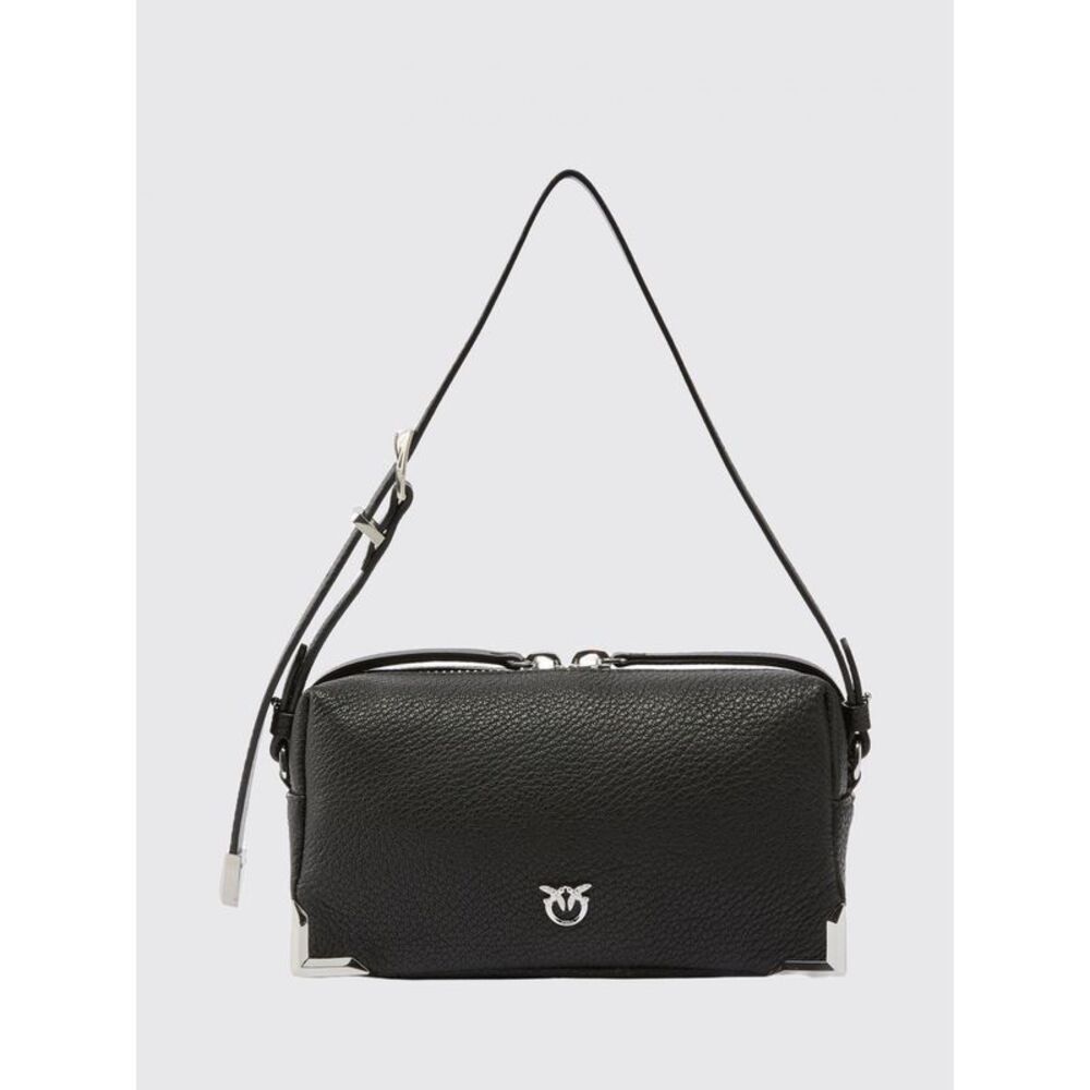 Pinko Women Pinko Full-Grain Leather Crossbody Bag With Metallic Love Birds Logo